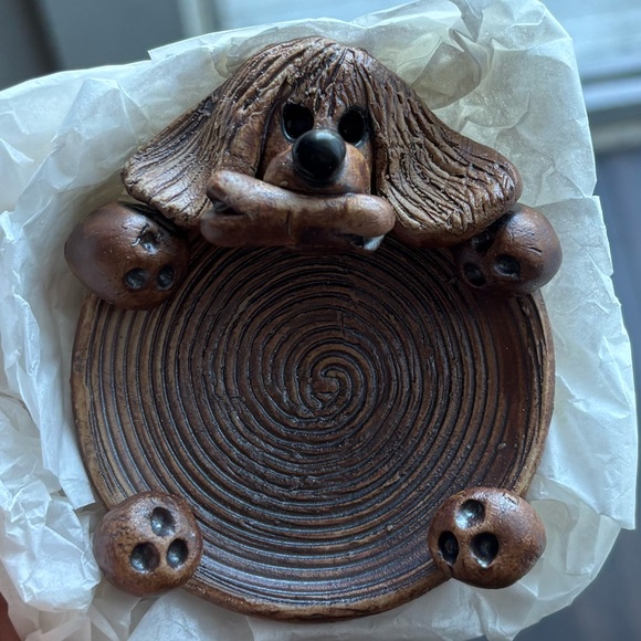 Handmade Pottery Dog Trinket Dish – Sculpted Dog with Bone - Picture 7 of 7
